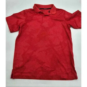 Nike Golf Tiger Woods Boys L Red Jacquard Camo Pattern Polo Shirt